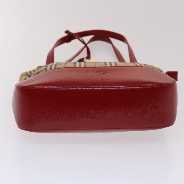 BURBERRYSs Nova Check Shoulder Bag Canvas Leather Beige Red Auth 49086