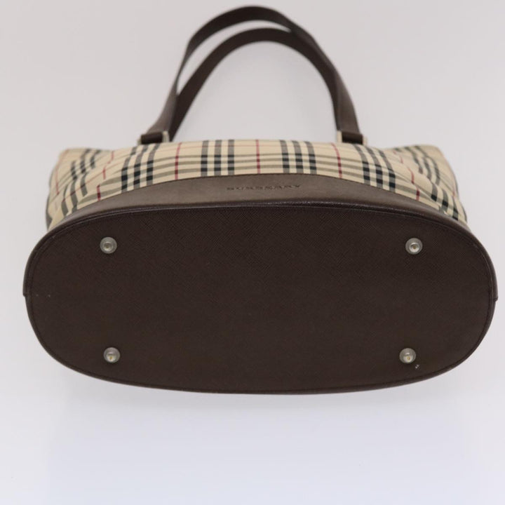 BurberrySs Nova Check Tote Bag Canvas Leather Beige Brown Auth 49087