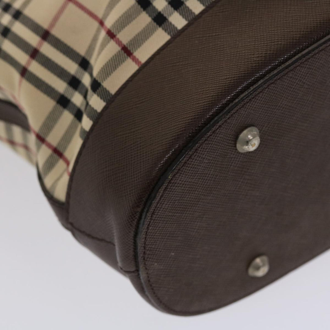 BurberrySs Nova Check Tote Bag Canvas Leather Beige Brown Auth 49087