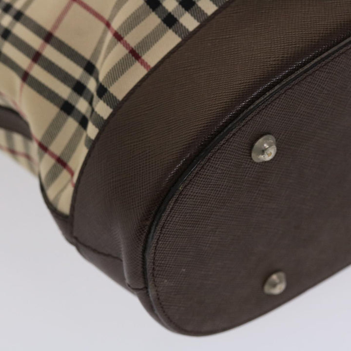 BurberrySs Nova Check Tote Bag Canvas Leather Beige Brown Auth 49087