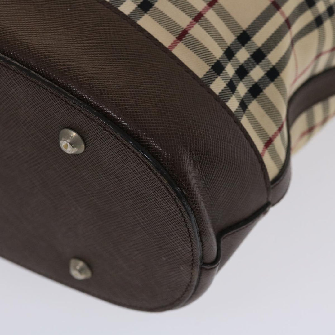 BurberrySs Nova Check Tote Bag Canvas Leather Beige Brown Auth 49087