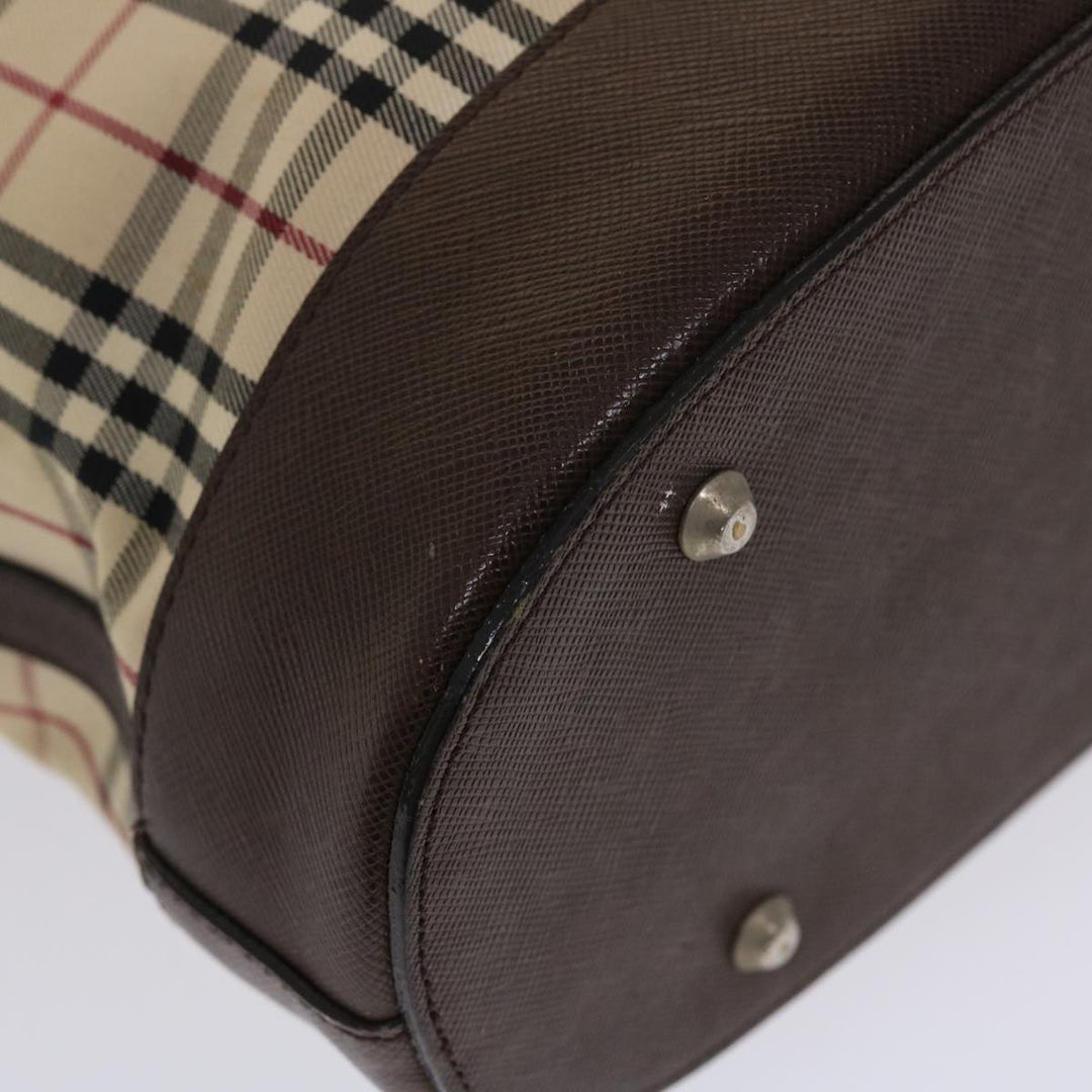 BurberrySs Nova Check Tote Bag Canvas Leather Beige Brown Auth 49087
