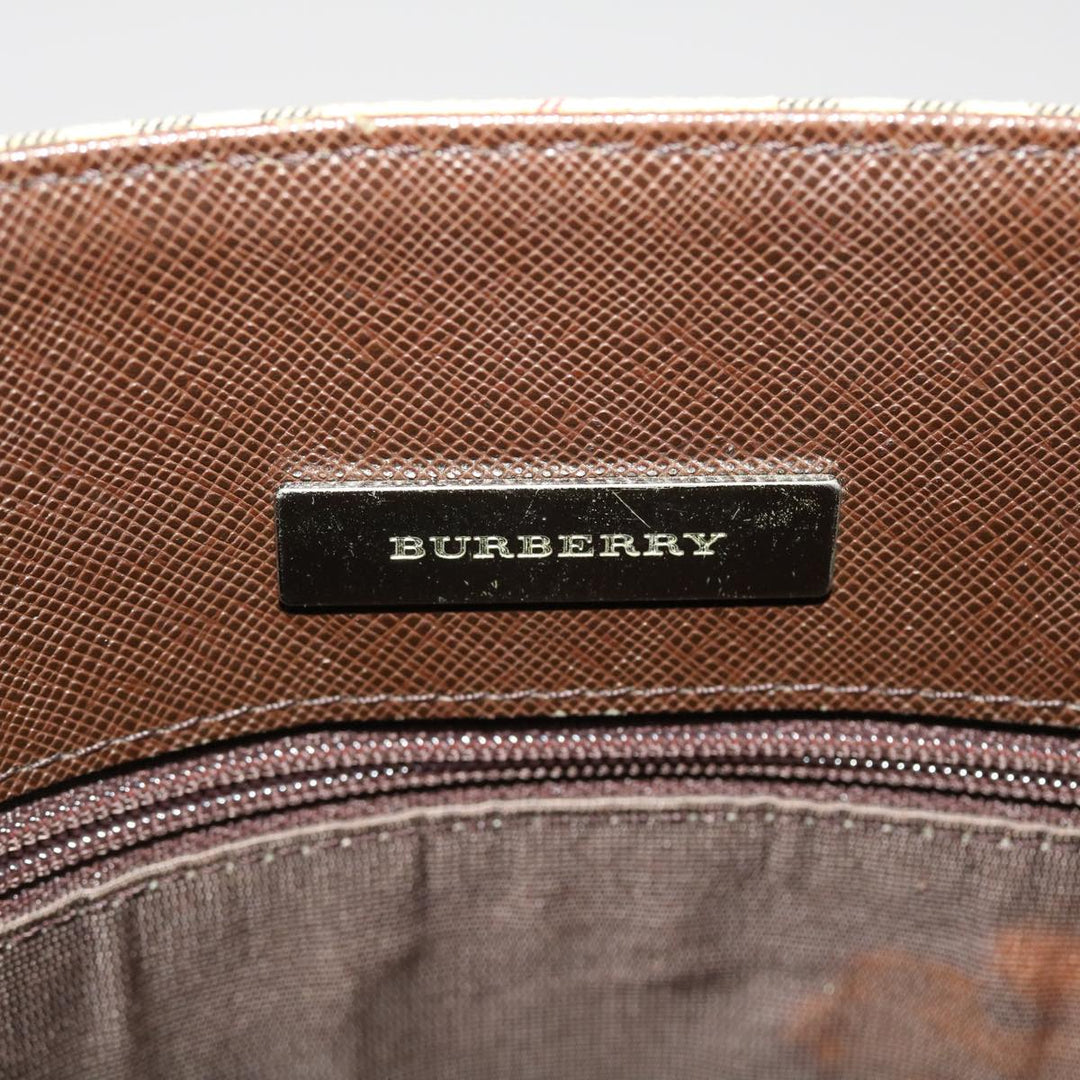 BurberrySs Nova Check Tote Bag Canvas Leather Beige Brown Auth 49087