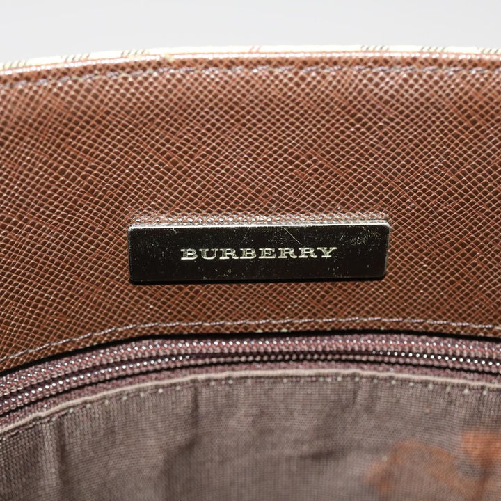 BurberrySs Nova Check Tote Bag Canvas Leather Beige Brown Auth 49087