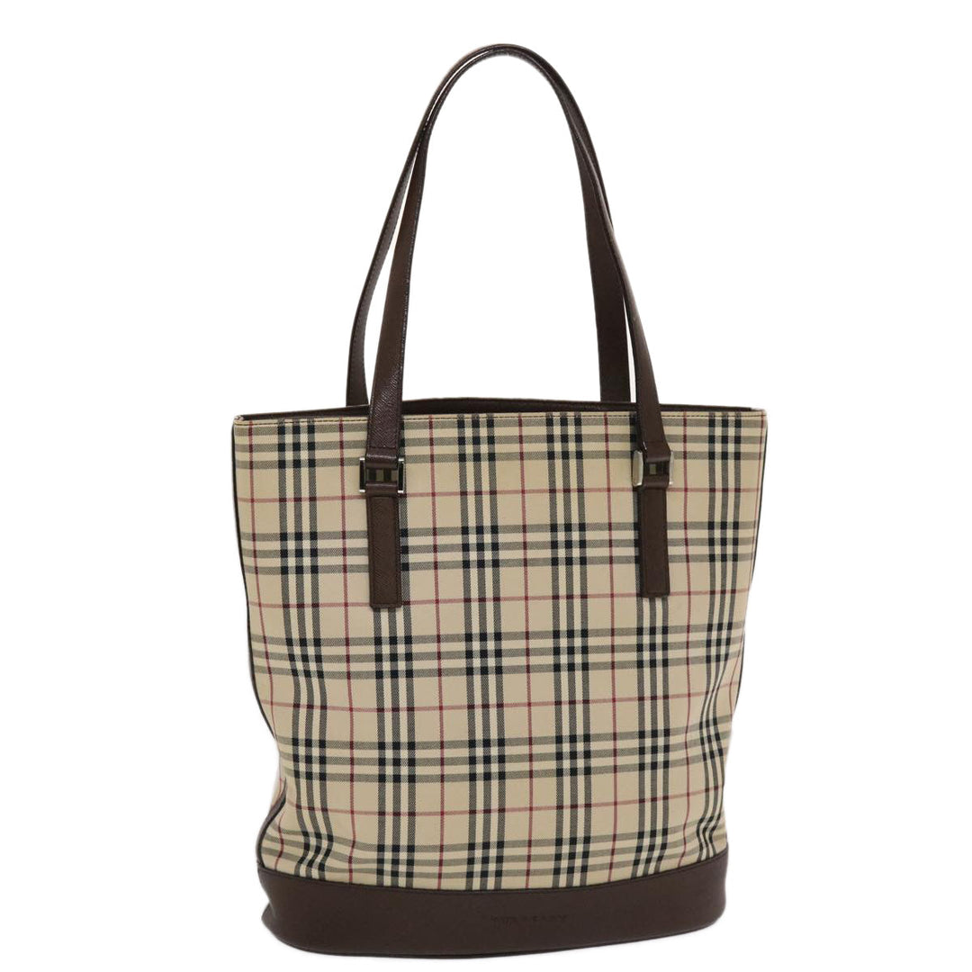 BurberrySs Nova Check Tote Bag Canvas Leather Beige Brown Auth 49087