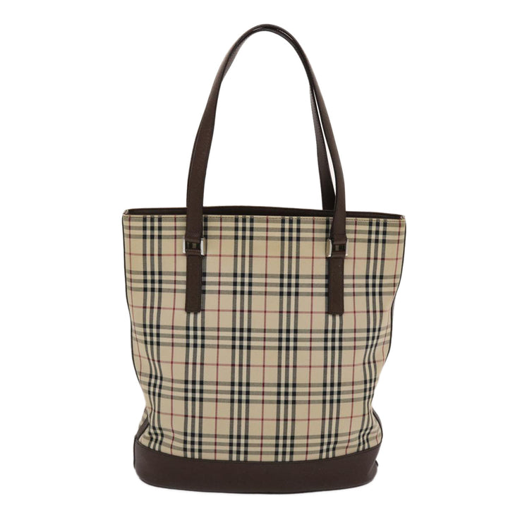 BurberrySs Nova Check Tote Bag Canvas Leather Beige Brown Auth 49087