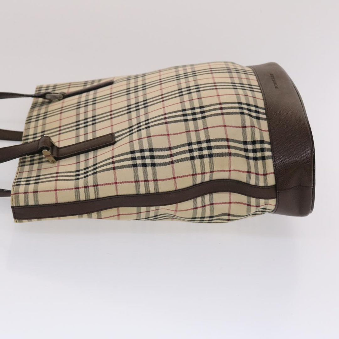 BurberrySs Nova Check Tote Bag Canvas Leather Beige Brown Auth 49087