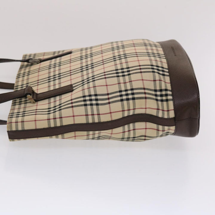 BurberrySs Nova Check Tote Bag Canvas Leather Beige Brown Auth 49087