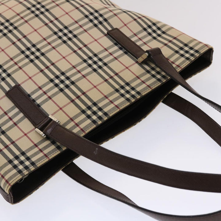 BurberrySs Nova Check Tote Bag Canvas Leather Beige Brown Auth 49087