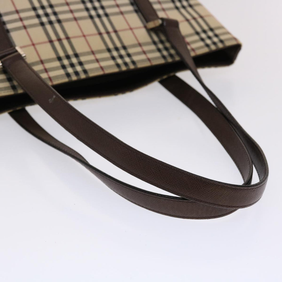 BurberrySs Nova Check Tote Bag Canvas Leather Beige Brown Auth 49087