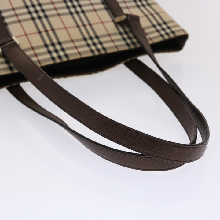 BurberrySs Nova Check Tote Bag Canvas Leather Beige Brown Auth 49087