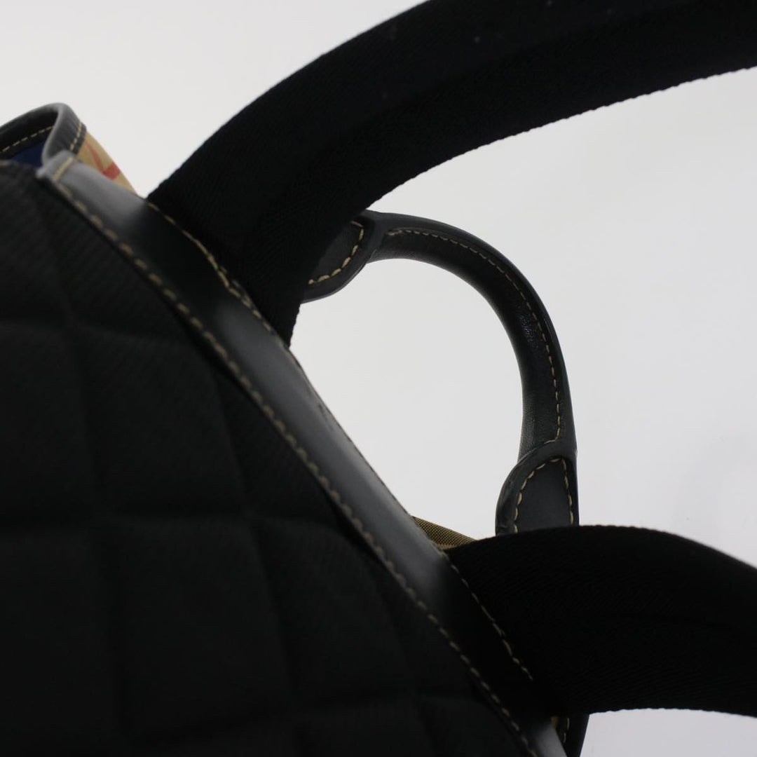 Top Quality Burberry Nova Check Graffiti Backpack Canvas Leather Beige Blue Auth 49119A
