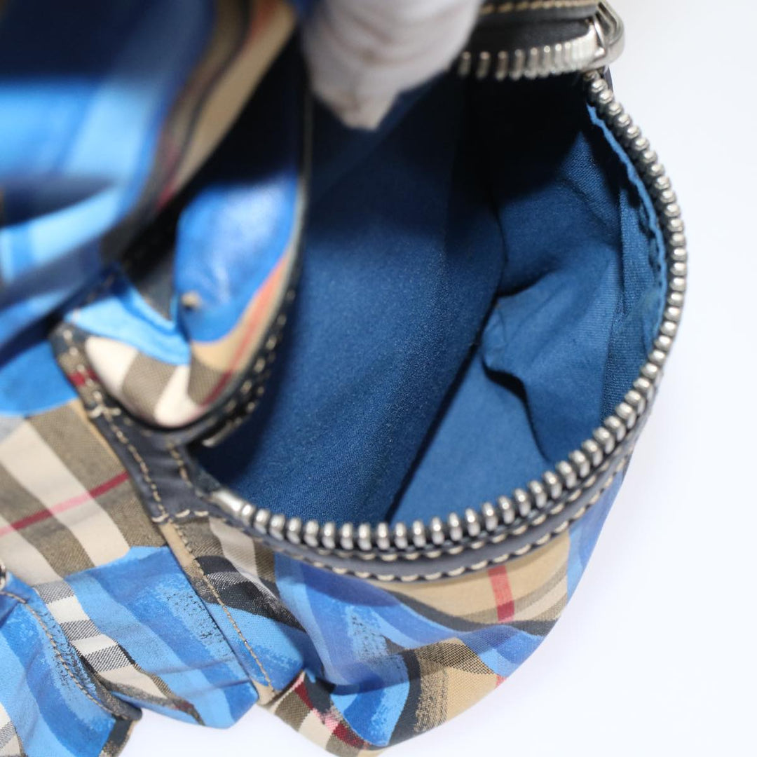 Top Quality Burberry Nova Check Graffiti Backpack Canvas Leather Beige Blue Auth 49119A