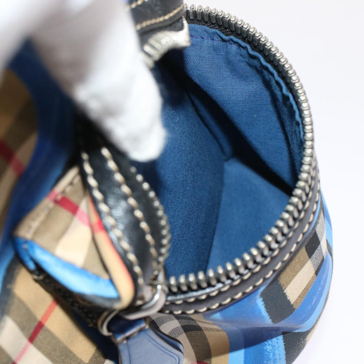 Top Quality Burberry Nova Check Graffiti Backpack Canvas Leather Beige Blue Auth 49119A