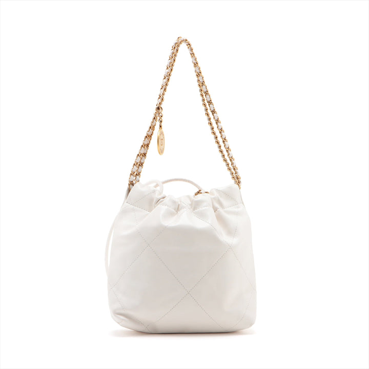 Top Quality Chanel 22 Mini Leather Chain Shoulder Bag White G  AS3980