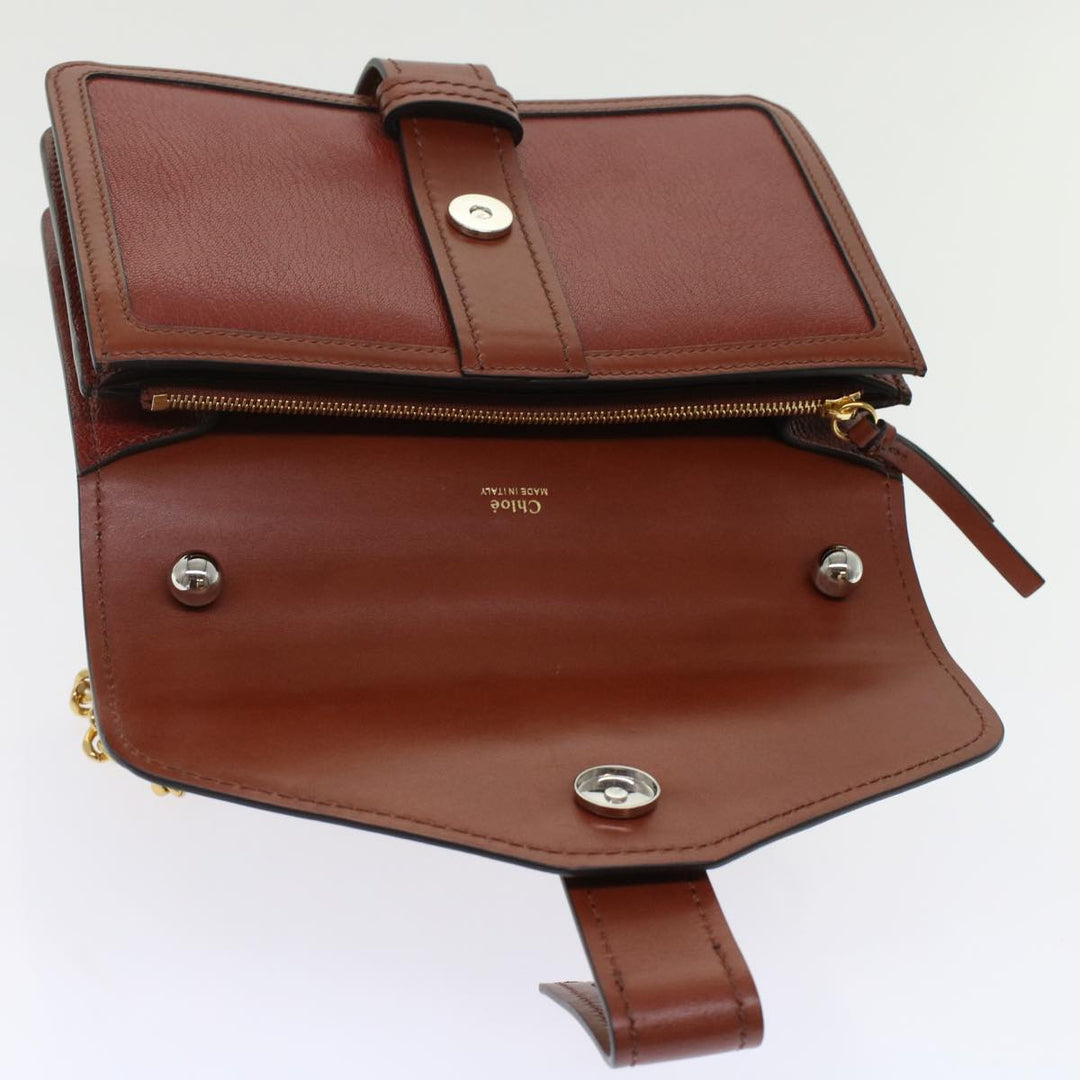 Chloe Abby Chain Shoulder Bag Leather Brown CHC19WS206 B72 49312A