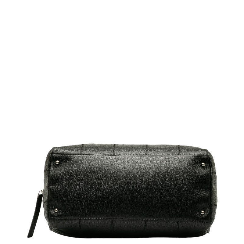 Top Quality Chanel Chocolate Bar Logo  Mini Boston Bag Handbag Black Canvas  CHANEL