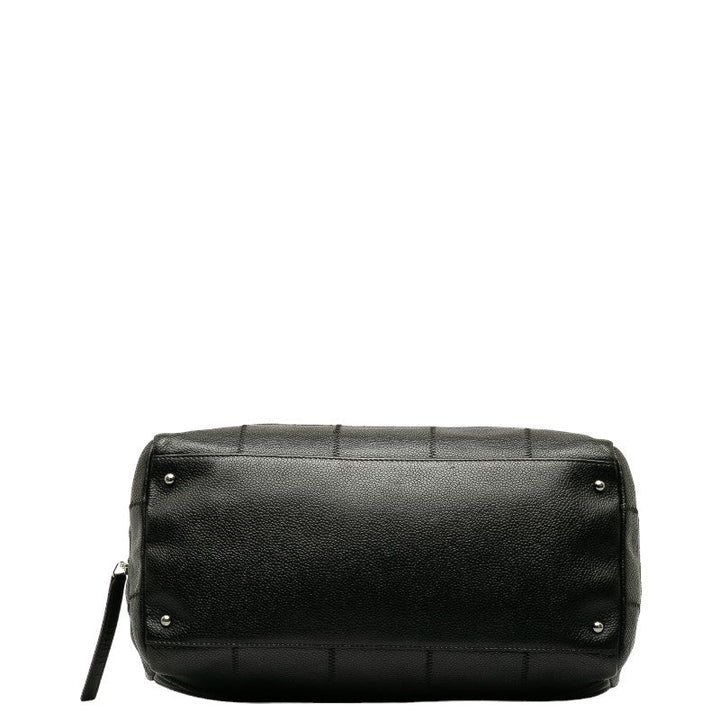 Top Quality Chanel Chocolate Bar Logo  Mini Boston Bag Handbag Black Canvas  CHANEL