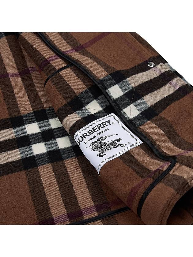 Burberry Quilted Check Wool Blend Bomber Jacket Dark Birch Brown