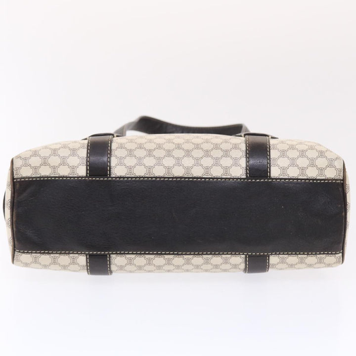 Celine Macadam Canvas Shoulder Bag PVC Leather Cream Auth 49470