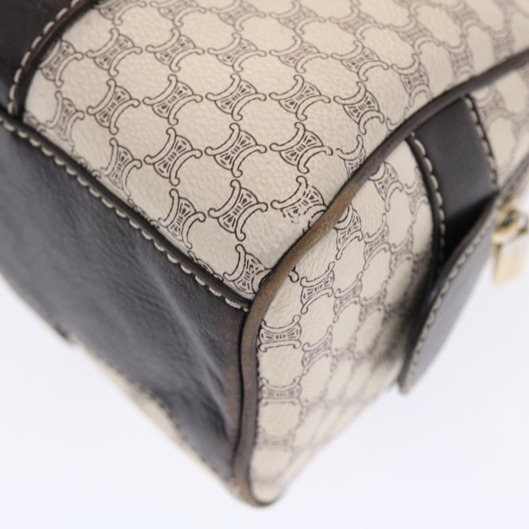 Celine Macadam Canvas Shoulder Bag PVC Leather Cream Auth 49470