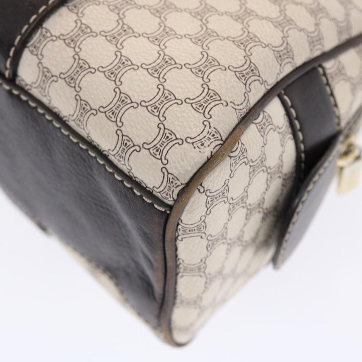 Celine Macadam Canvas Shoulder Bag PVC Leather Cream Auth 49470