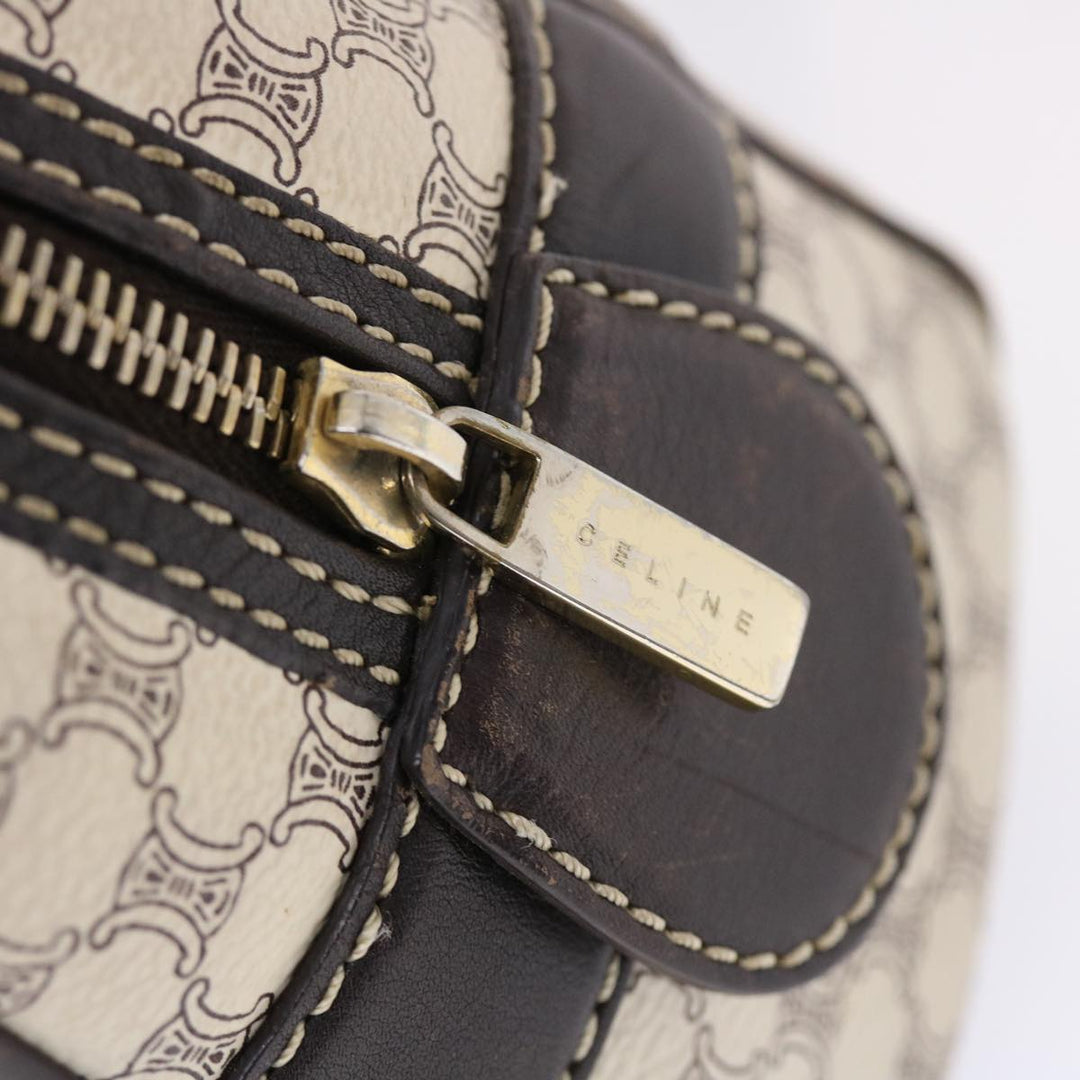 Celine Macadam Canvas Shoulder Bag PVC Leather Cream Auth 49470