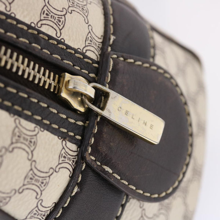 Celine Macadam Canvas Shoulder Bag PVC Leather Cream Auth 49470