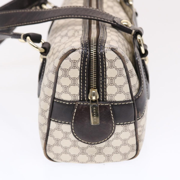 Celine Macadam Canvas Shoulder Bag PVC Leather Cream Auth 49470