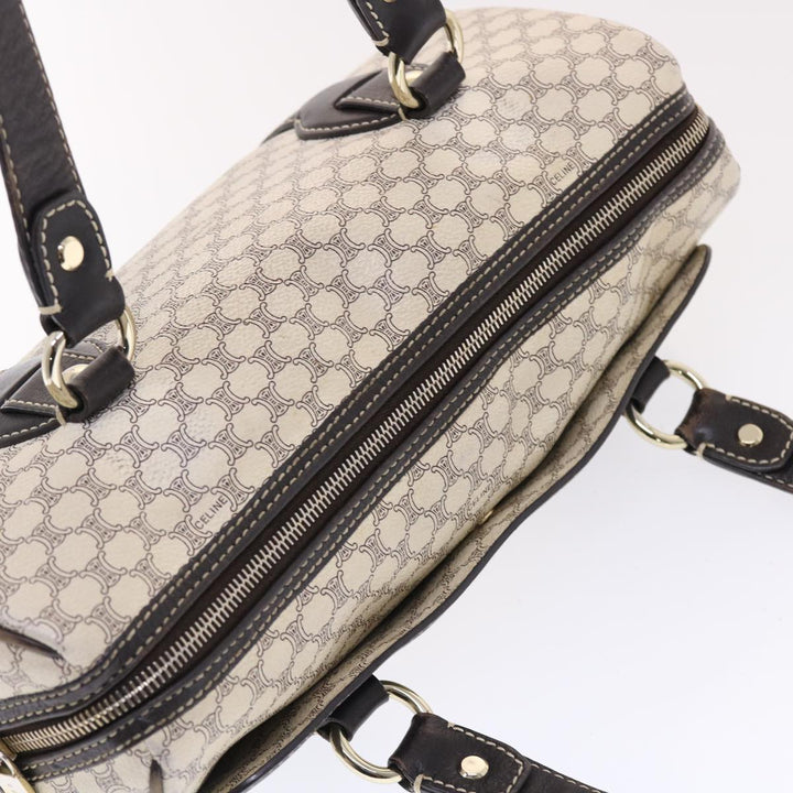 Celine Macadam Canvas Shoulder Bag PVC Leather Cream Auth 49470