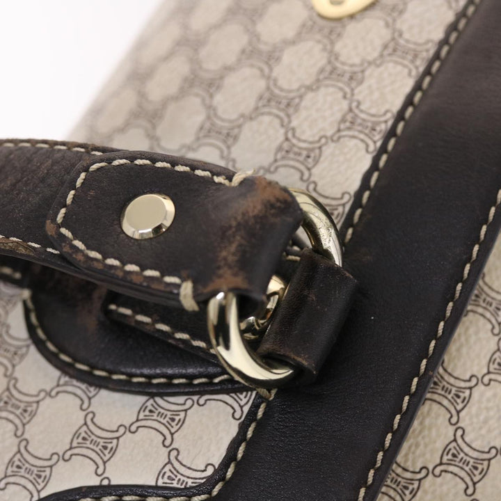 Celine Macadam Canvas Shoulder Bag PVC Leather Cream Auth 49470