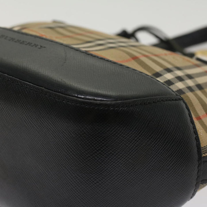 Burberry Nova Check Hand Bag Nylon Leather Beige Auth 49617