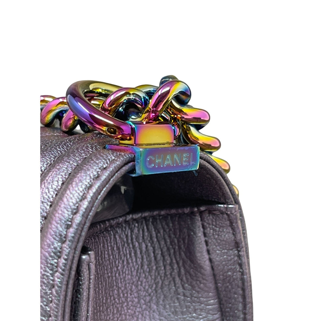 Top Quality Chanel Top Quality Chanel Boy New Bag Quilted Iridescent Goatskin Old Medium - Purple