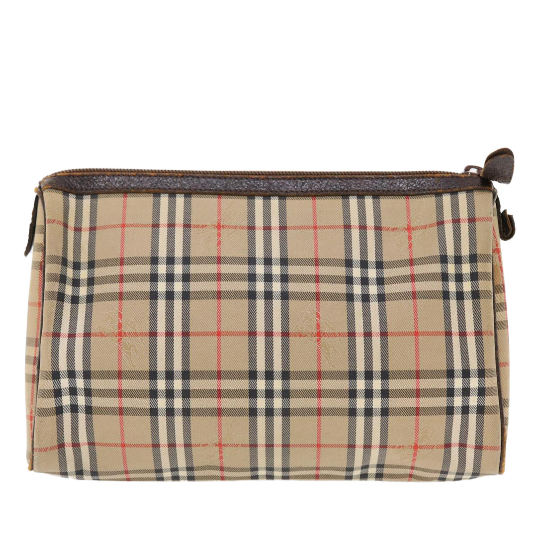 BurberrySs Nova Check Clutch Bag Canvas Leather Beige Brown Auth 49771