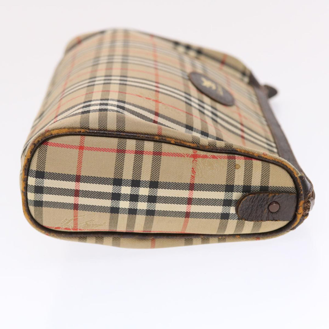 BurberrySs Nova Check Clutch Bag Canvas Leather Beige Brown Auth 49771
