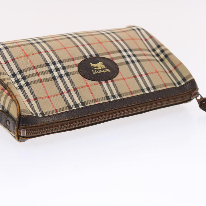 BurberrySs Nova Check Clutch Bag Canvas Leather Beige Brown Auth 49771