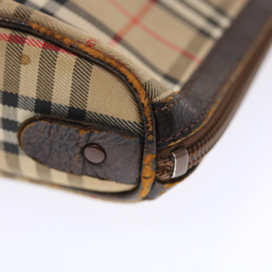 BurberrySs Nova Check Clutch Bag Canvas Leather Beige Brown Auth 49771