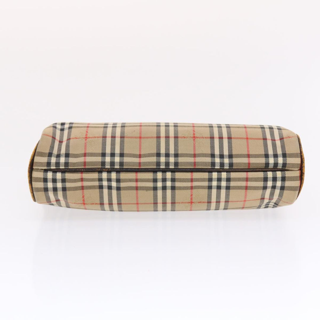 BurberrySs Nova Check Clutch Bag Canvas Leather Beige Brown Auth 49771
