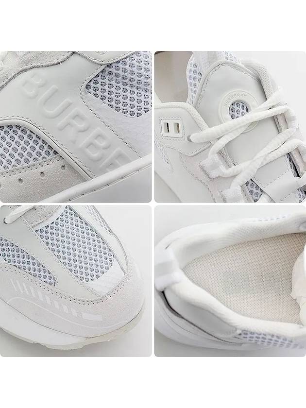 Top Quality Burberry Logo Print Leather Suede Mesh Low Top Sneakers White