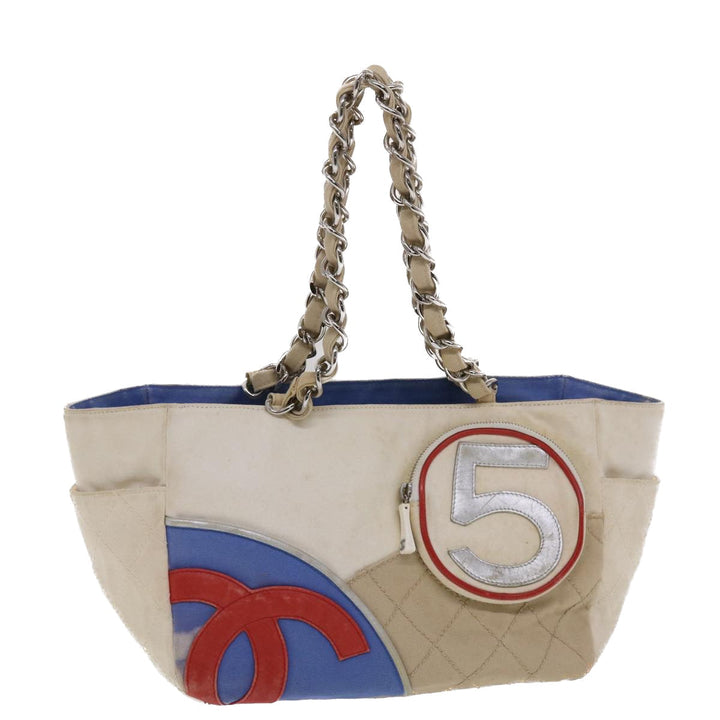 Top Quality Chanel Chain Tote Bag No5 Canvas White CC Auth 49901