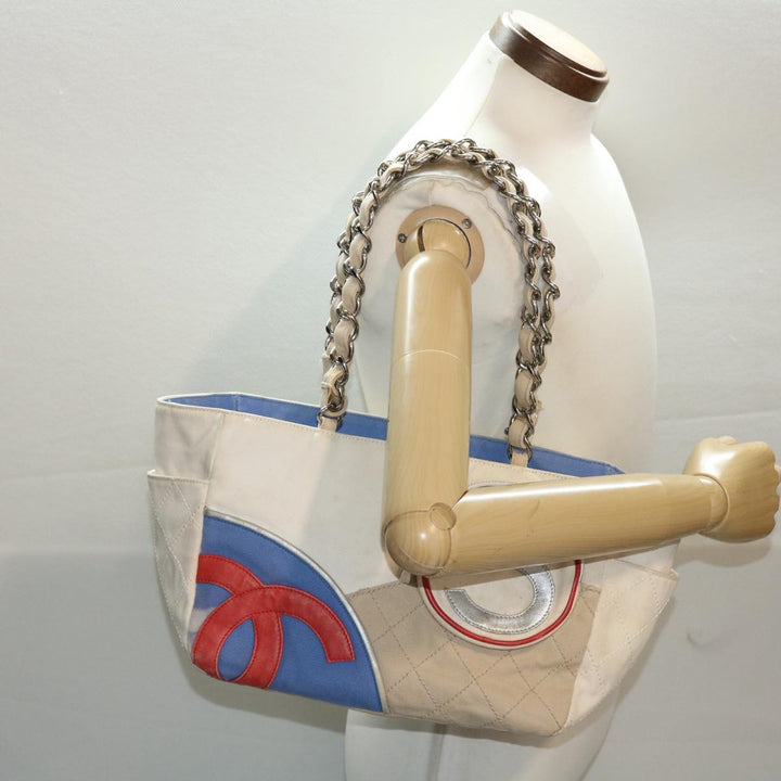 Top Quality Chanel Chain Tote Bag No5 Canvas White CC Auth 49901