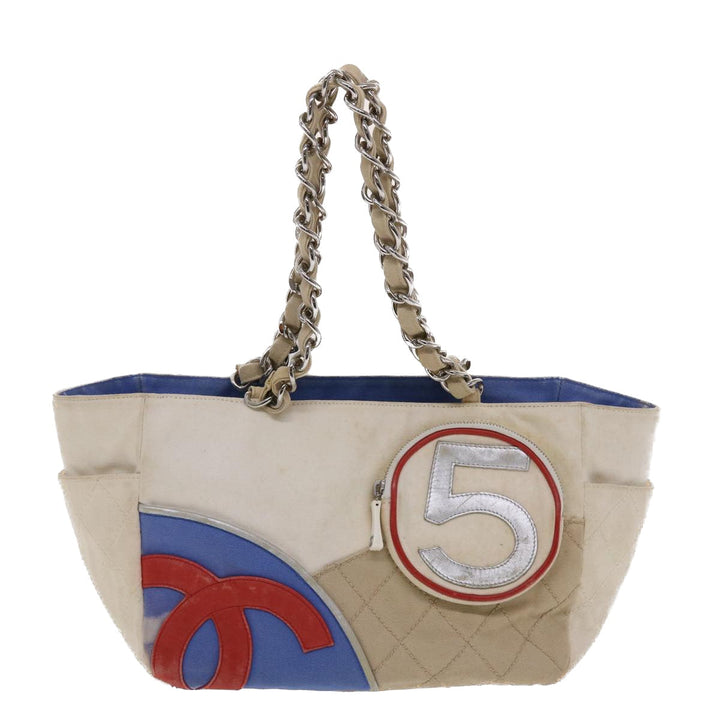 Top Quality Chanel Chain Tote Bag No5 Canvas White CC Auth 49901