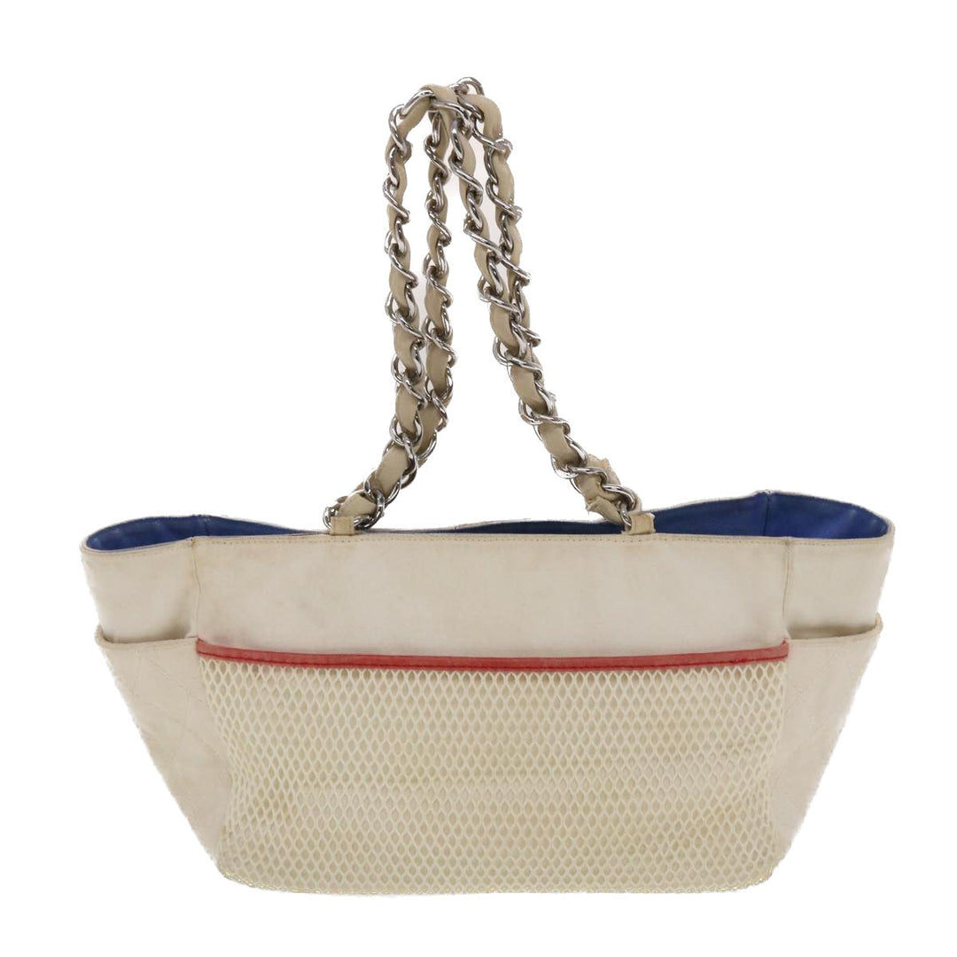 Top Quality Chanel Chain Tote Bag No5 Canvas White CC Auth 49901