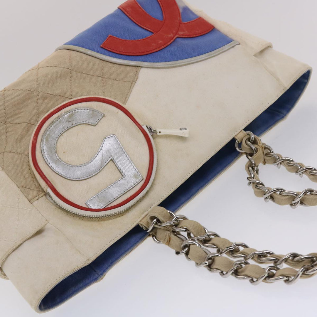Top Quality Chanel Chain Tote Bag No5 Canvas White CC Auth 49901