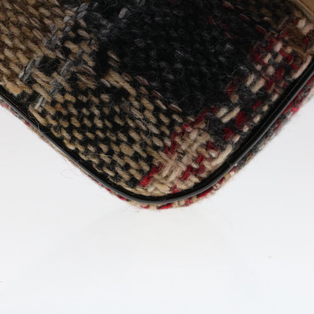 Burberry Nova Check Hand Bag Wool Beige Auth 49934