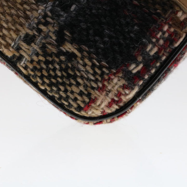 Burberry Nova Check Hand Bag Wool Beige Auth 49934