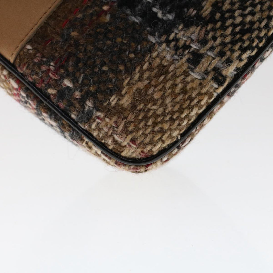 Burberry Nova Check Hand Bag Wool Beige Auth 49934