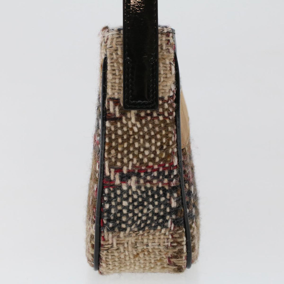 Burberry Nova Check Hand Bag Wool Beige Auth 49934
