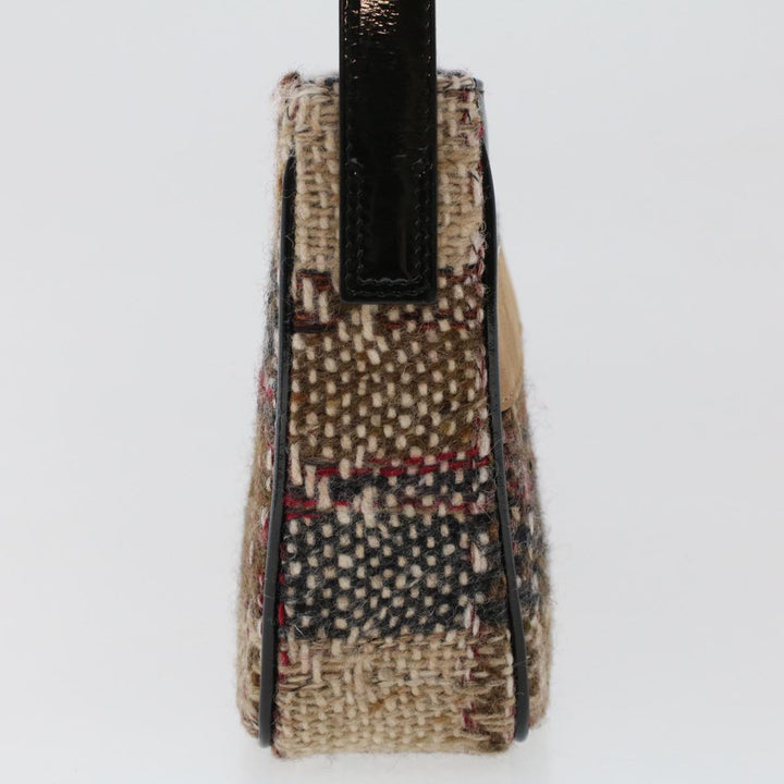 Burberry Nova Check Hand Bag Wool Beige Auth 49934