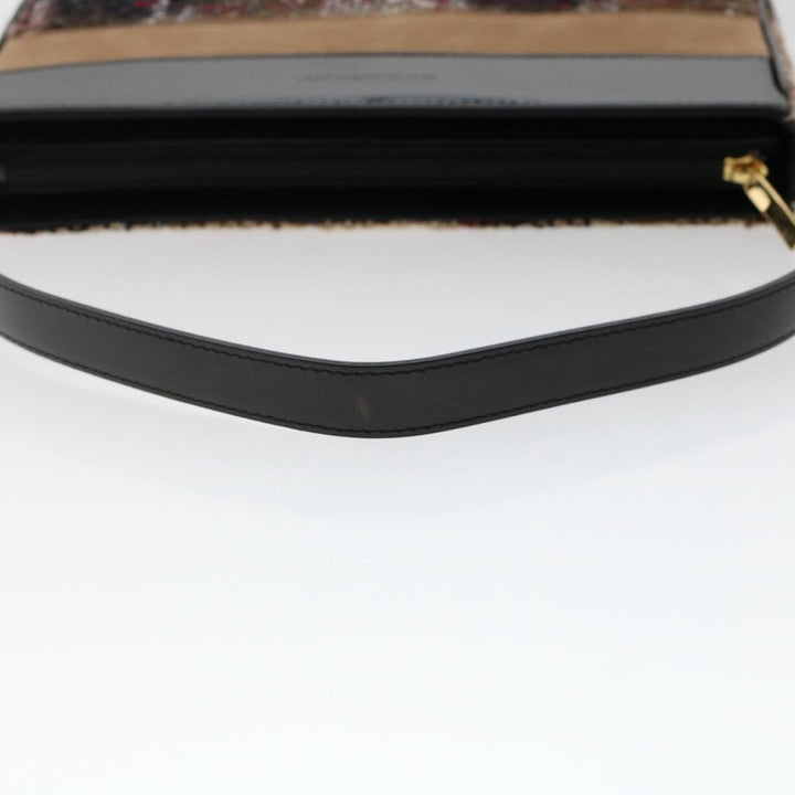 Burberry Nova Check Hand Bag Wool Beige Auth 49934